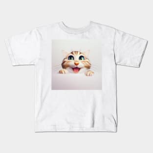 Smiling Cute Tabby Kitten Kids T-Shirt